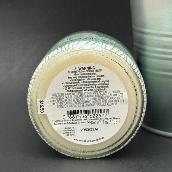 BBW Ocean Driftwood White Barn Bath & Body Works Mason Jar Single Wick Candle - Picture 9 of 10